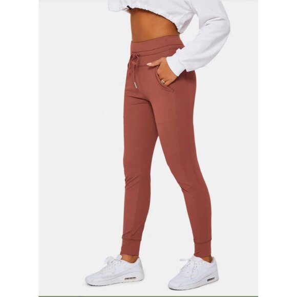Halara Cloudful Air Fabric High Waisted Joggers Sz XS Petite Red Drawstring Acti - Picture 1 of 6